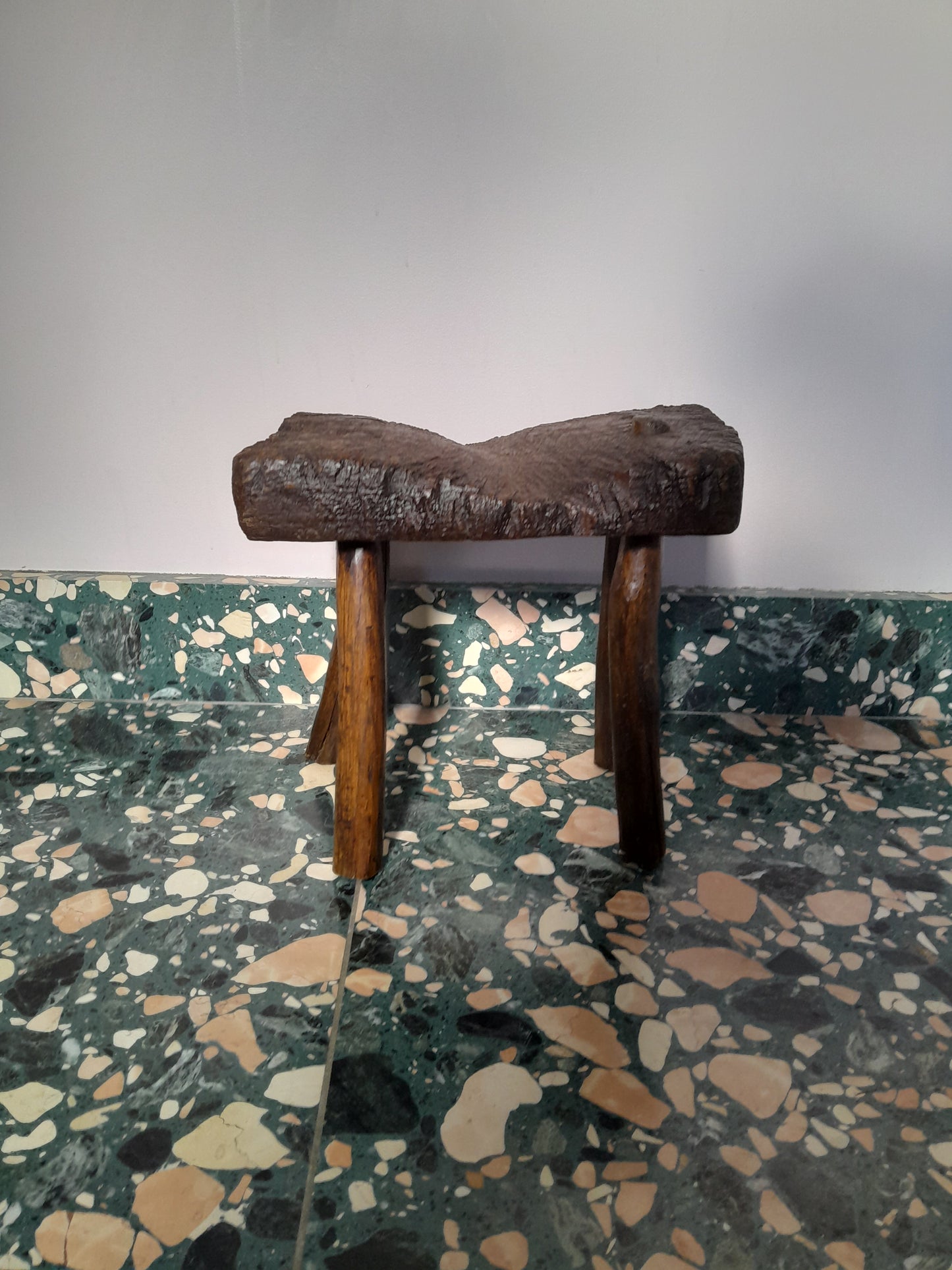 Vintage Primitve, solid , handmade stool/rest. Made from burr wood. C. 1850