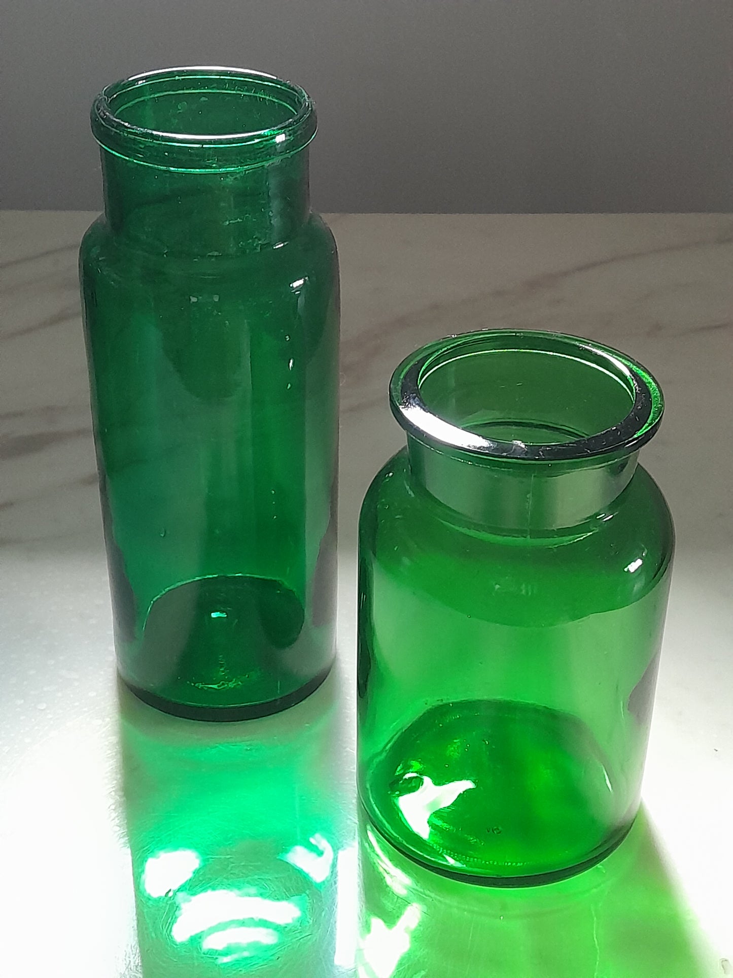 Vintage Small Green Glass French Cornichon Jar