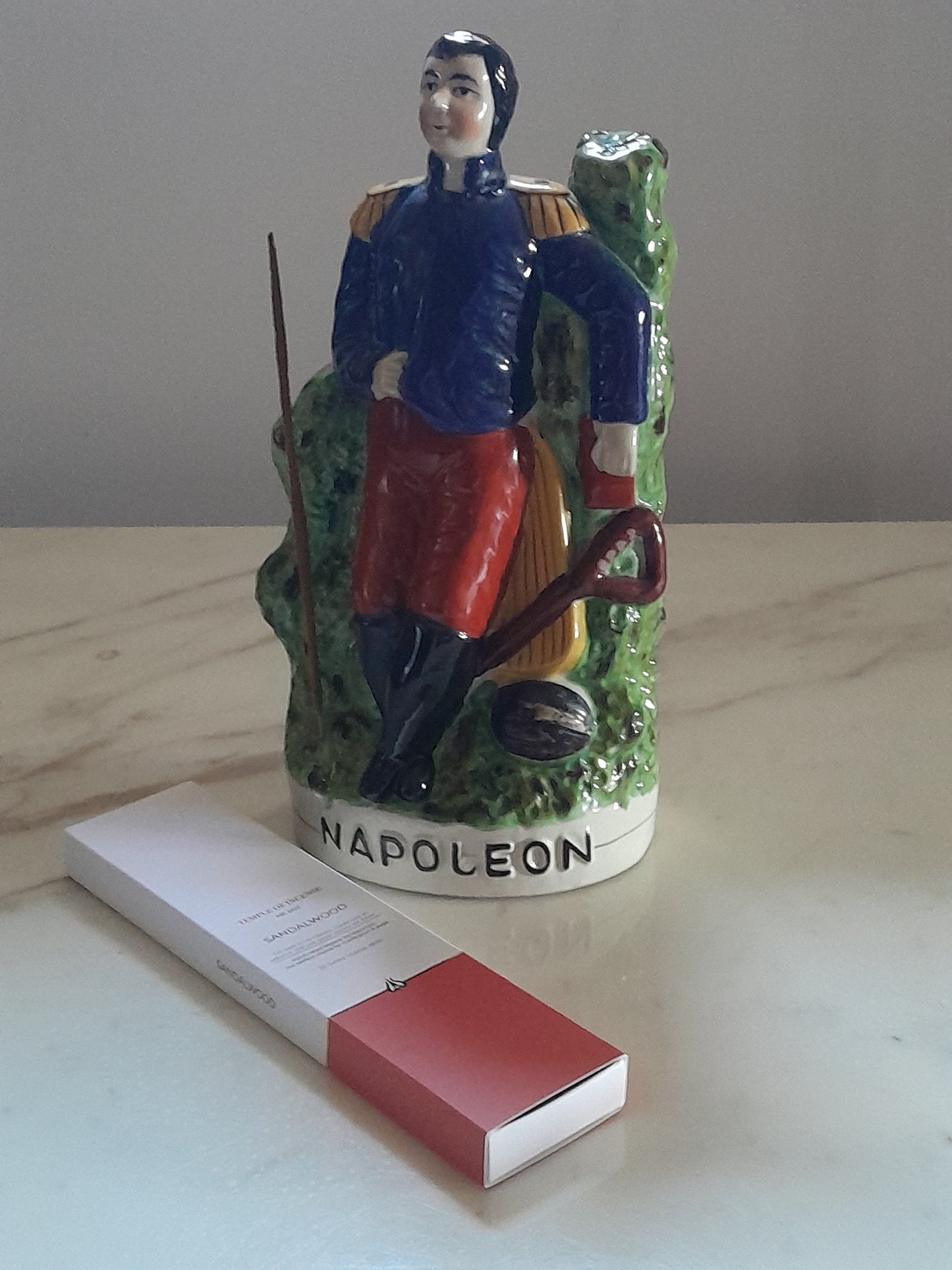 USEd 124 LARGE Napoleon Staffordshire figure incense holder drilled for incense