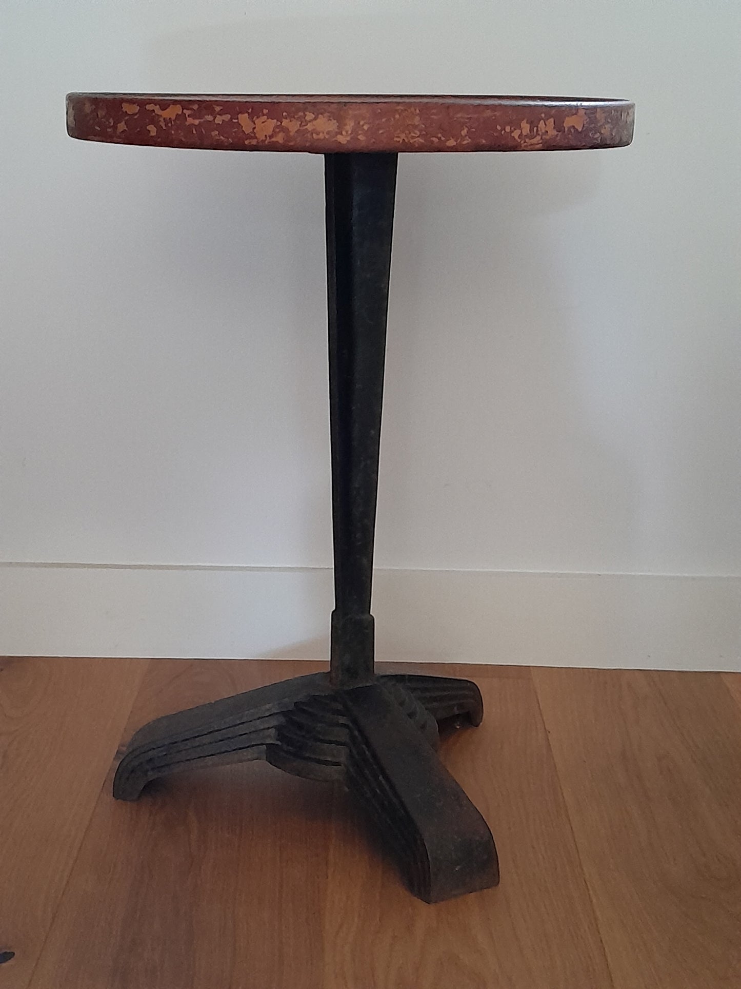 USEd 74 French Metal Deco bistro table, original paint