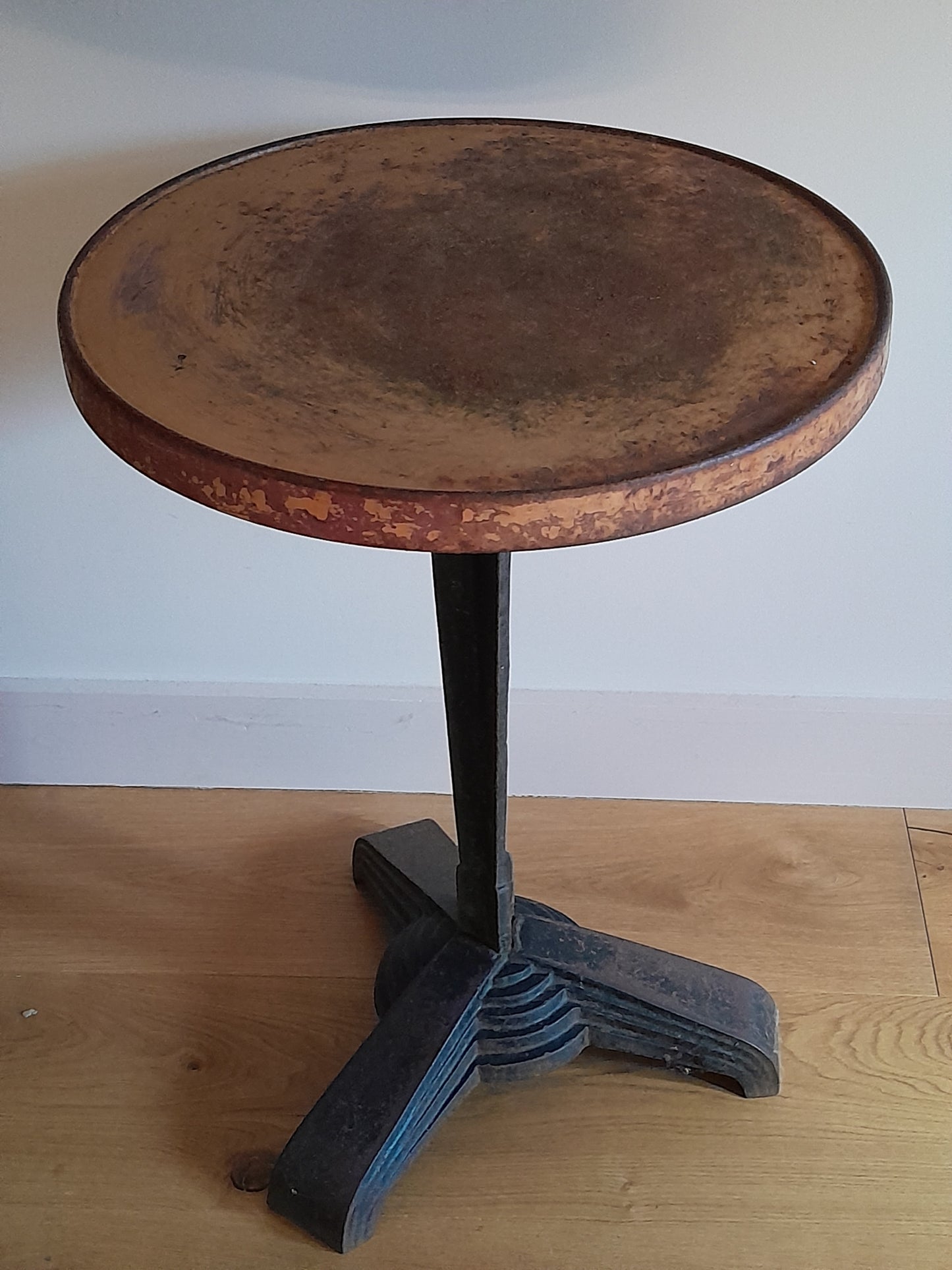 USEd 74 French Metal Deco bistro table, original paint