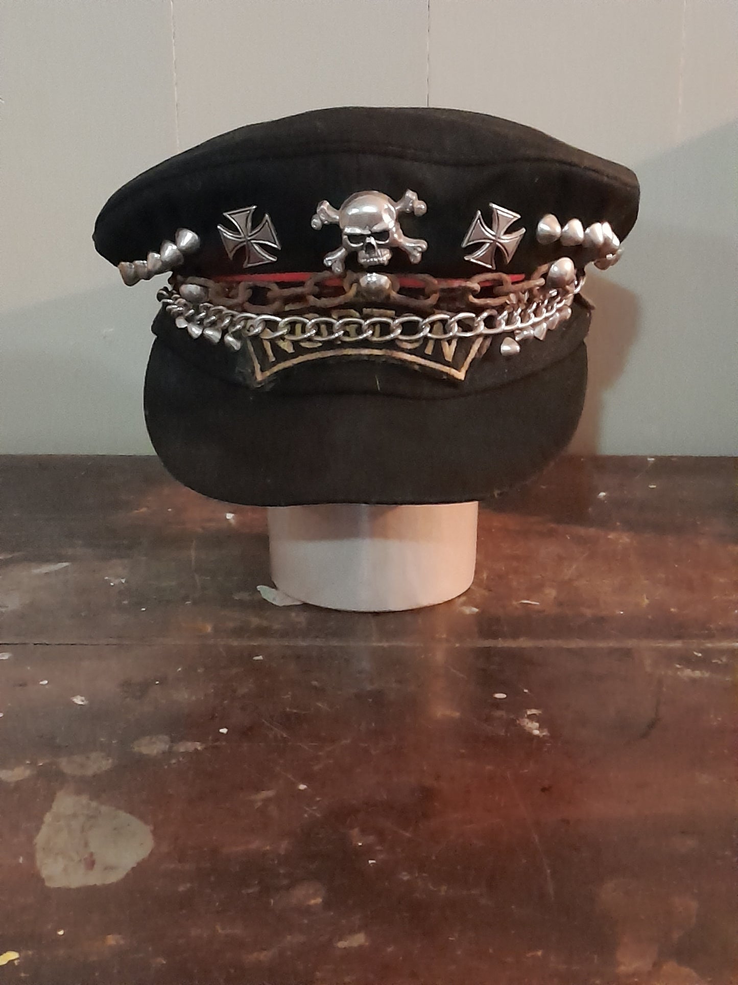 USEd 159 Norton Biker Cap, heavily embellished