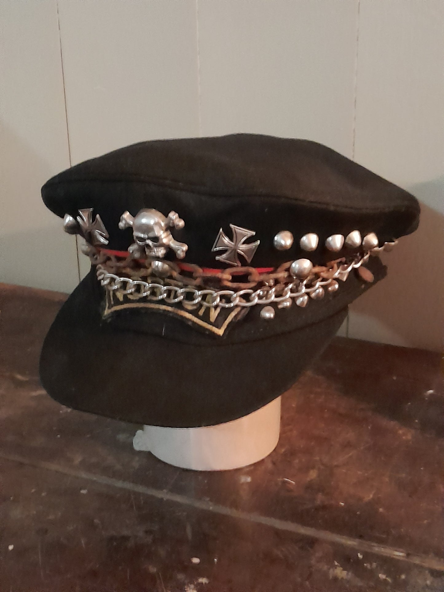 USEd 159 Norton Biker Cap, heavily embellished