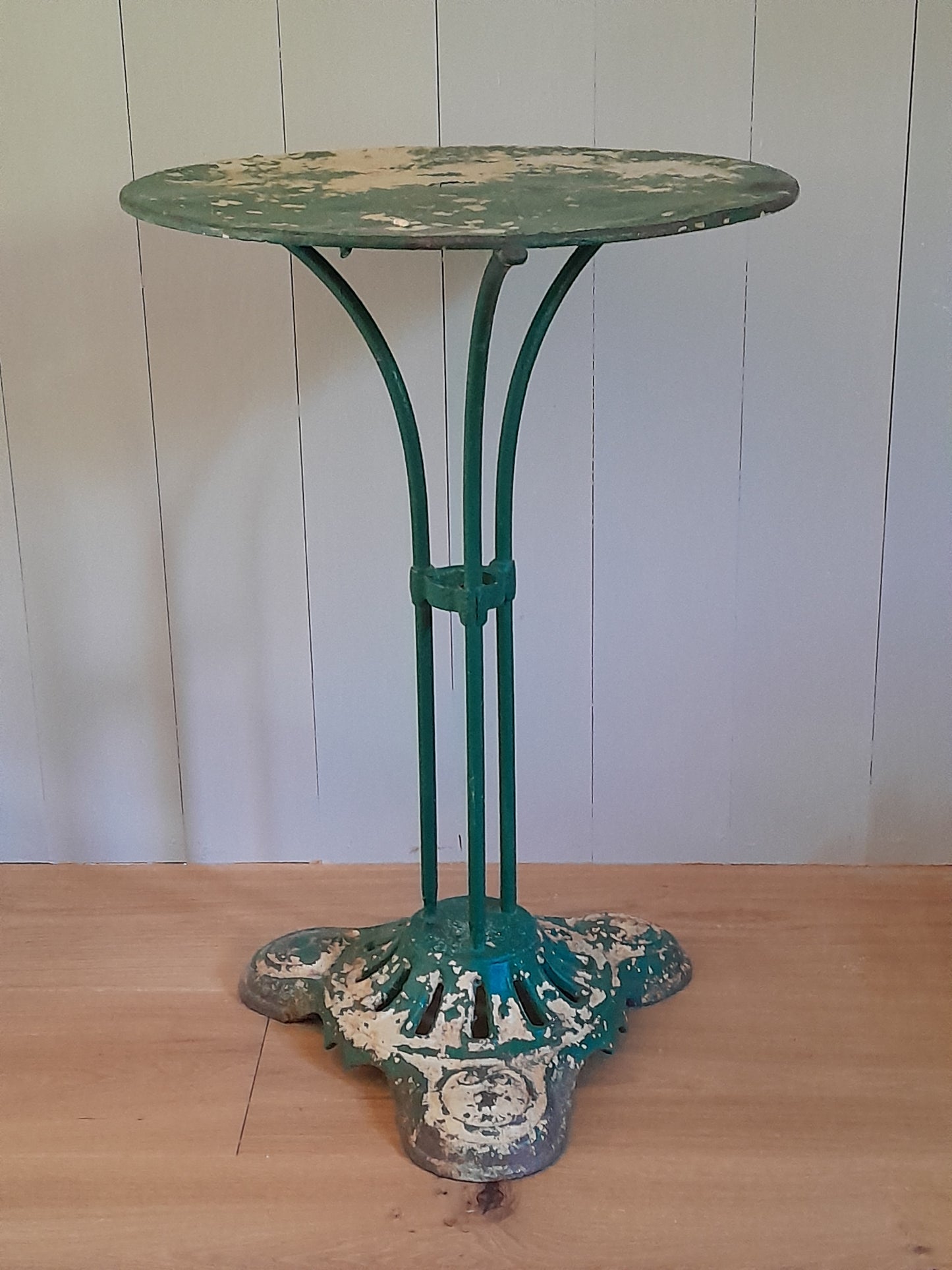 USEd 77 French Fire Bucket Green Metal Bistro Table