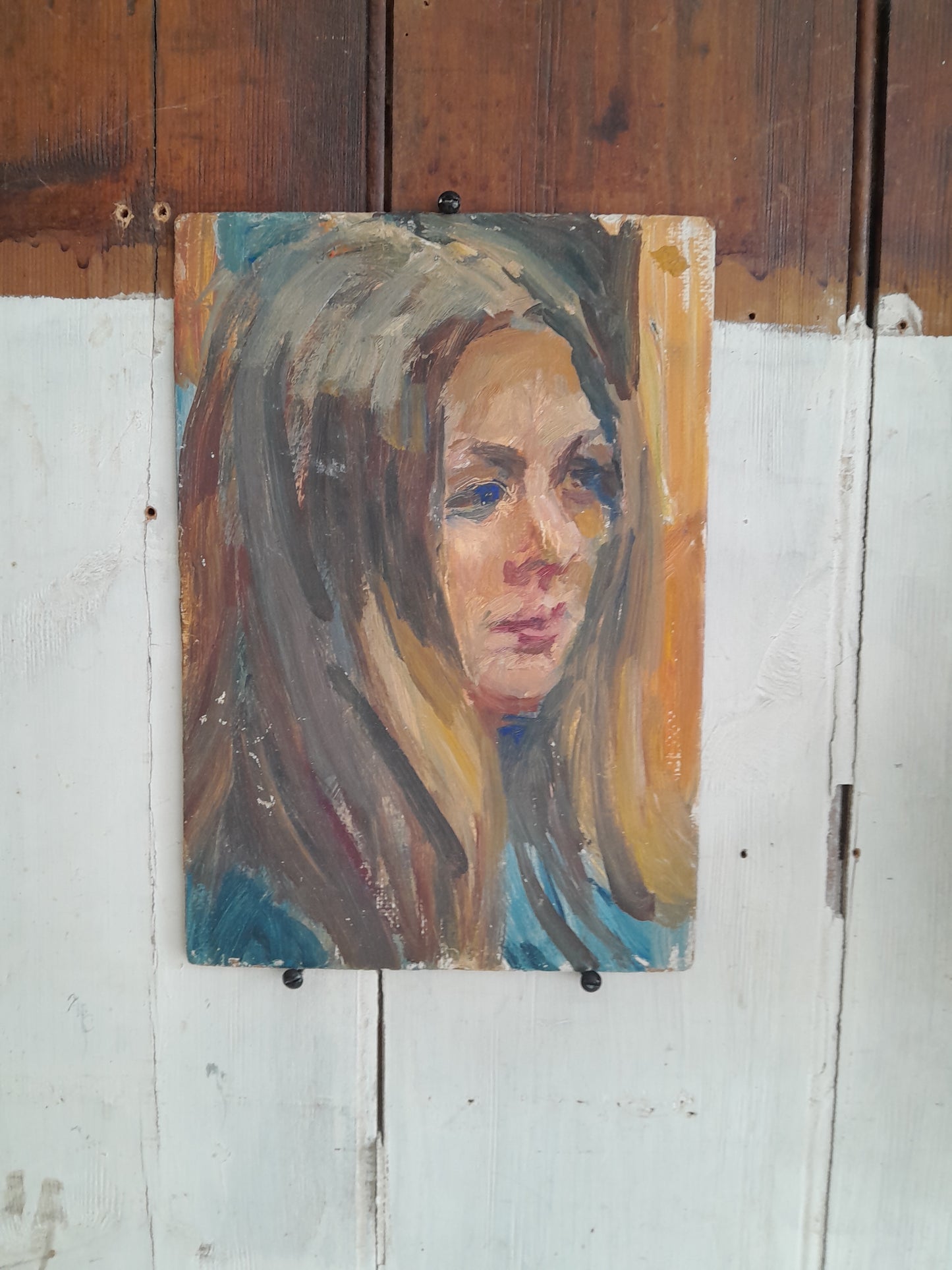 USEd 162 Oil on Board Portrait, Young Girl