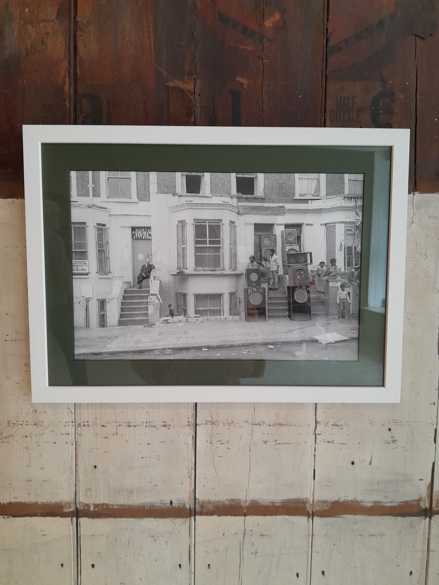 Notting Hill Sound System, Chris Miles 1974. Authorised Print. Framed.