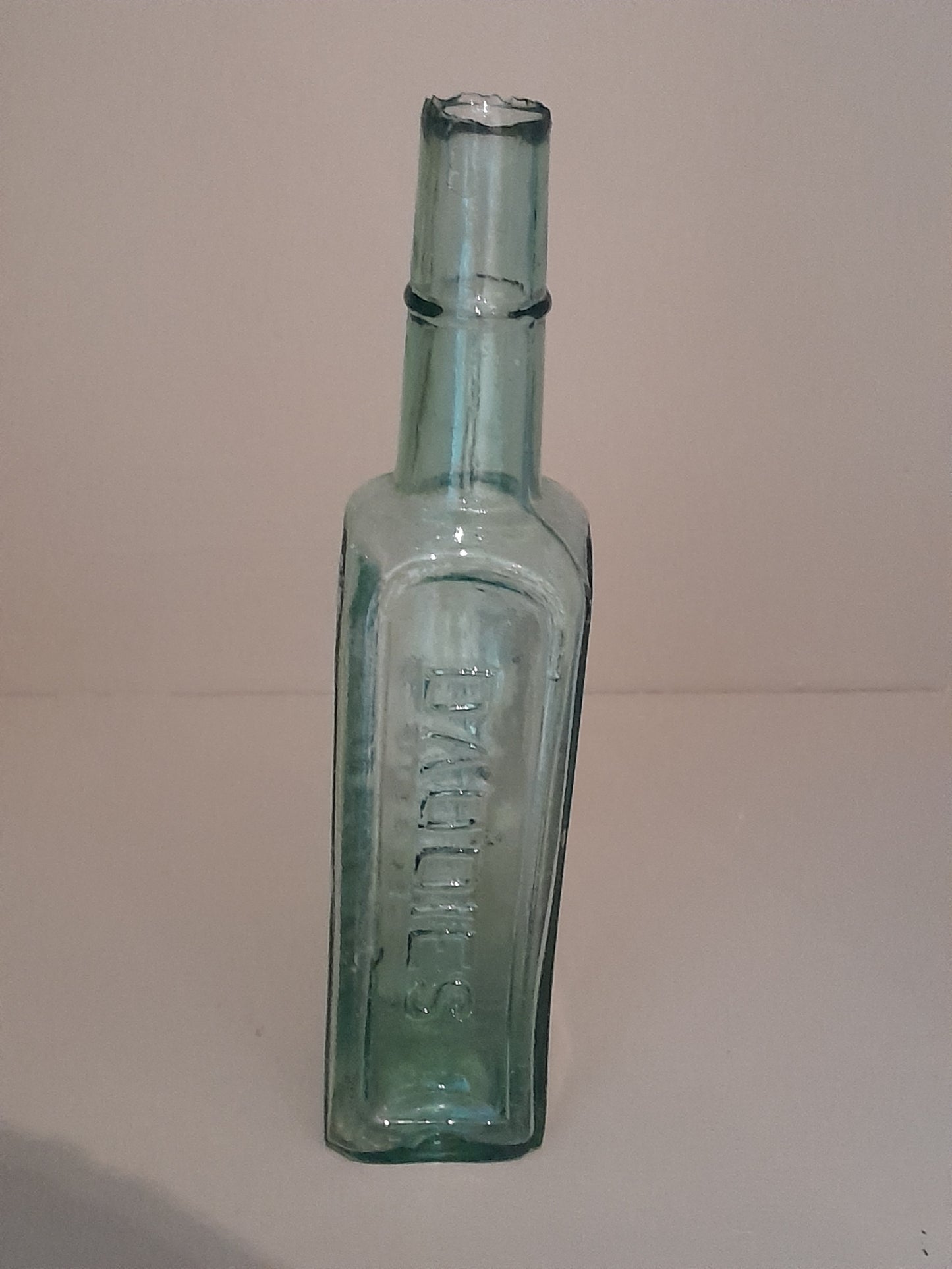 USEd 84 Pale Green Glass Daddies Sauce Bottle SML
