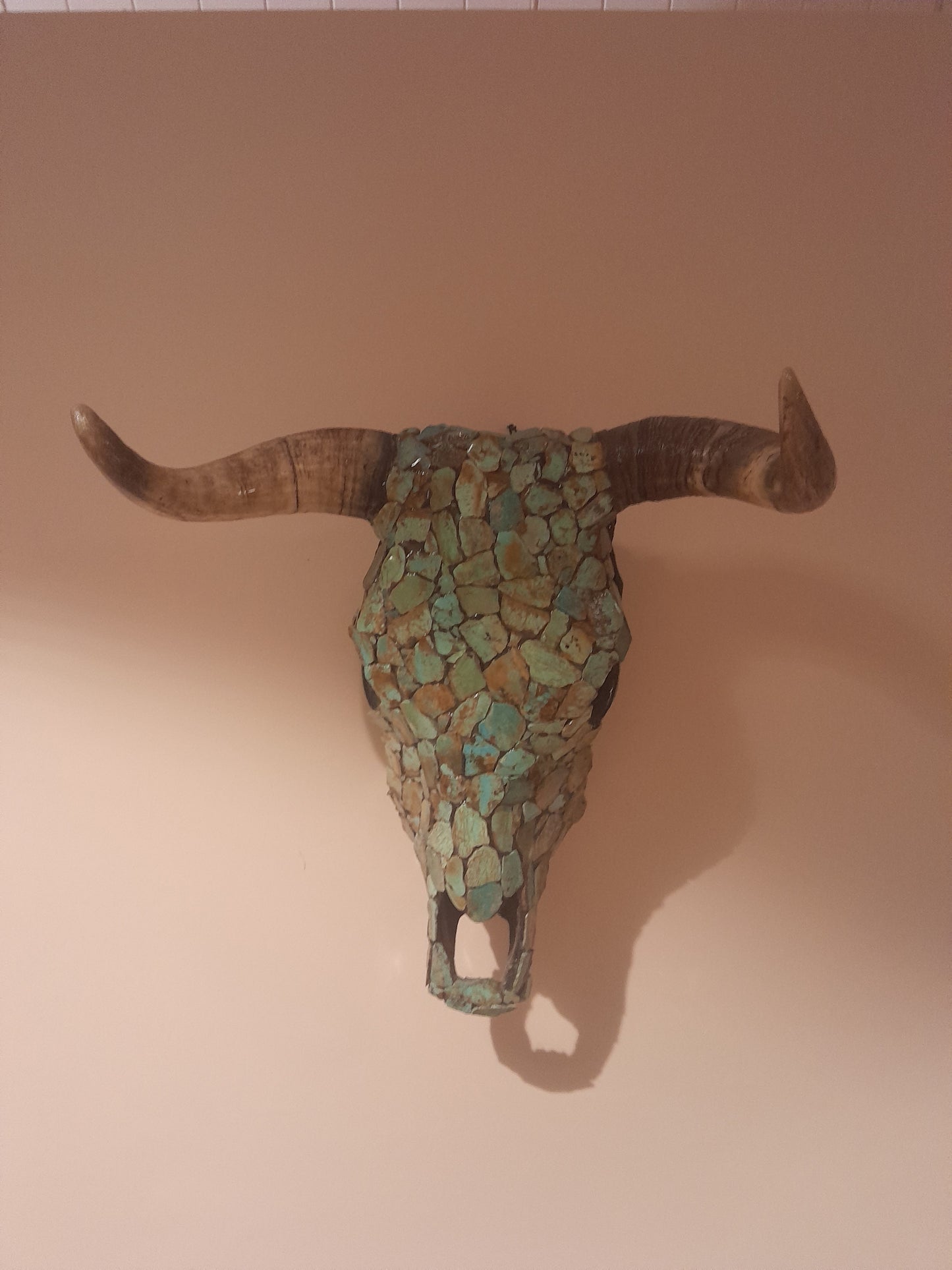 USEd 238 South West cow skull encrusted with Turquoise (Sedona, AR)
