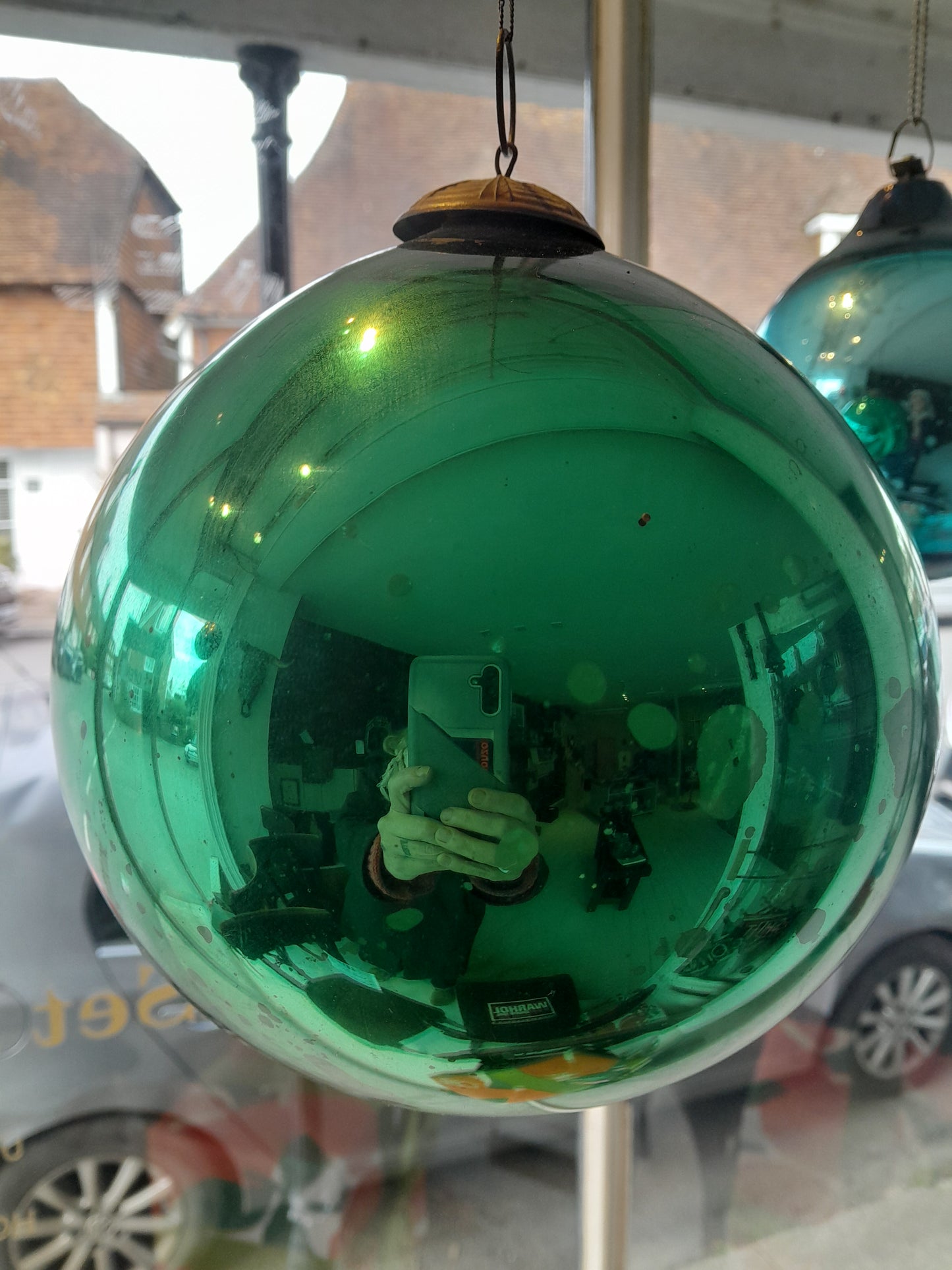 USEd 242 Green Witches Ball 8"