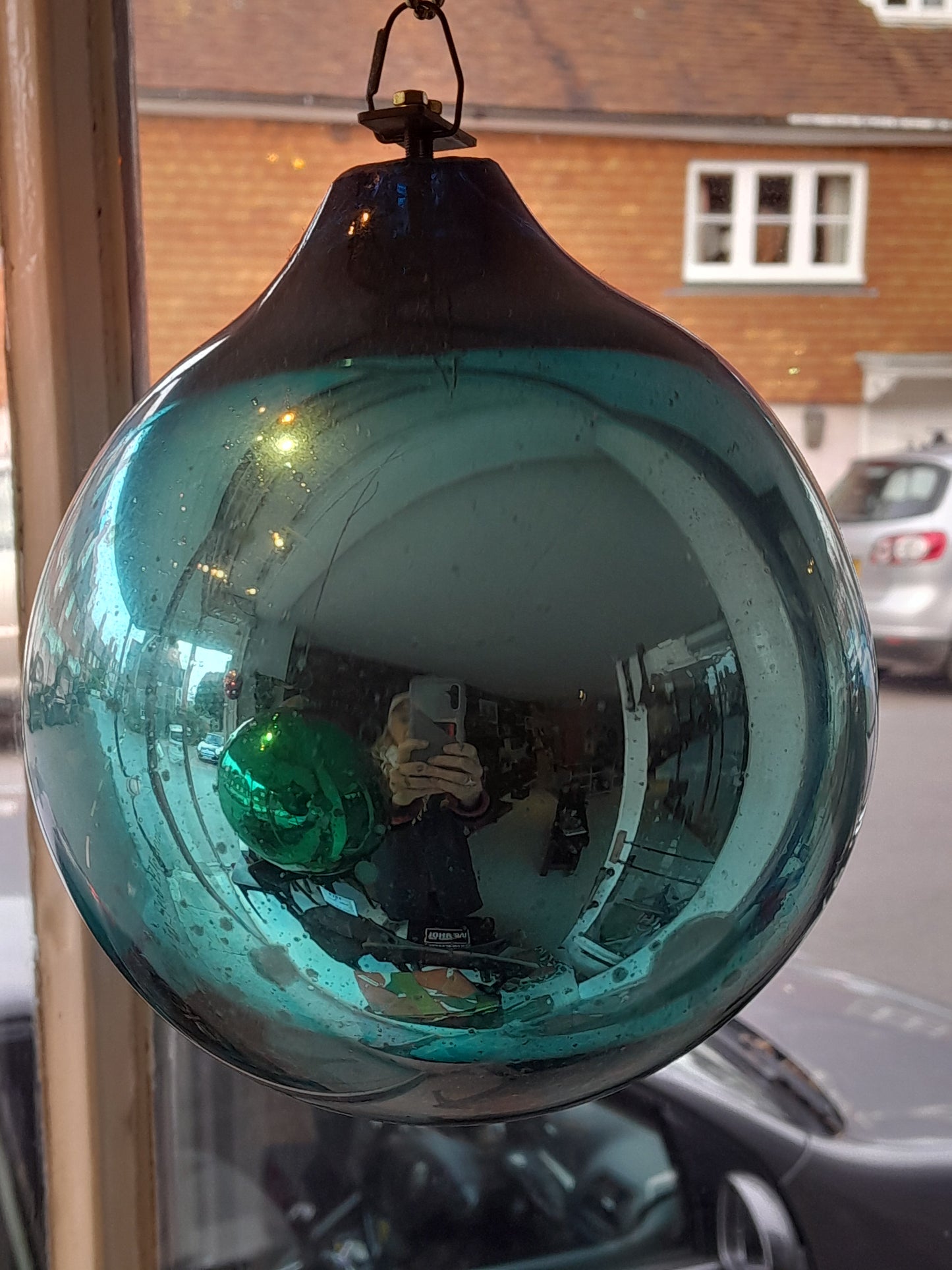 USEd 241 Blue Witches Ball 6" very old AS