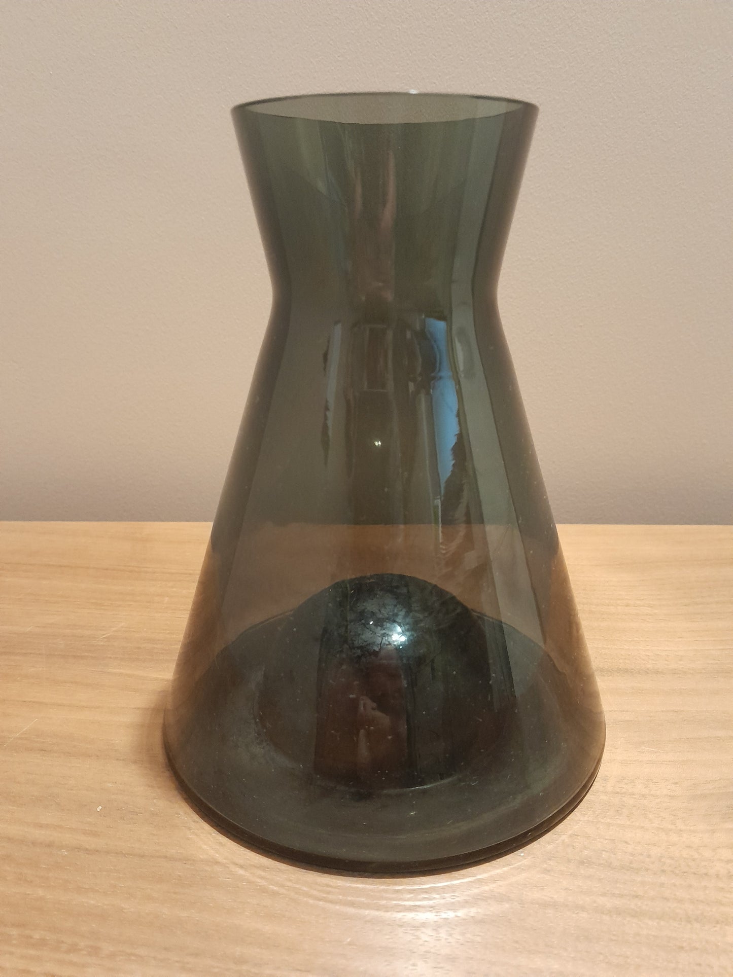 USEd 254 Murano Glass Water Flask / Vase, Dark Olive