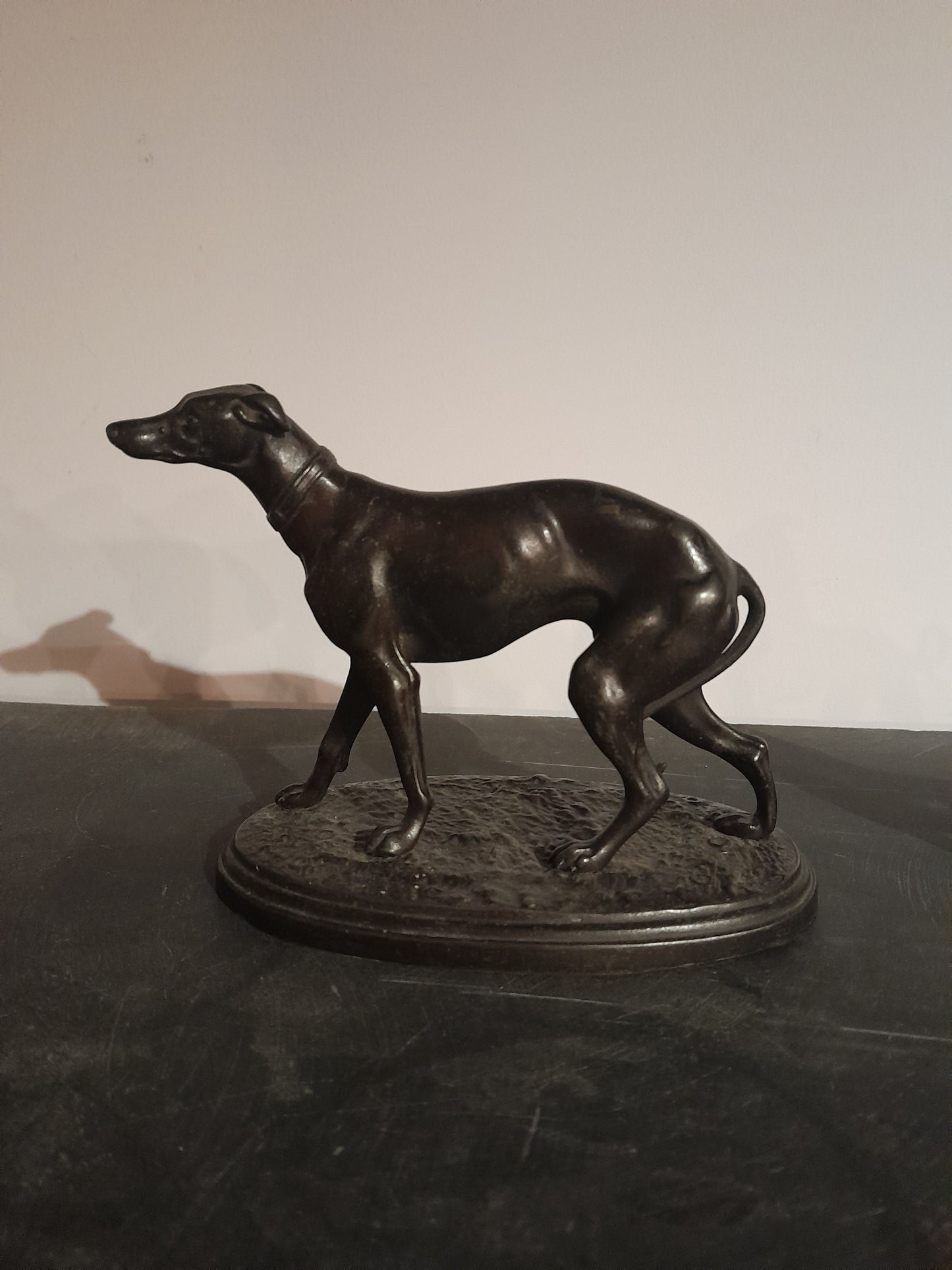 USEd 263 19th C cast bronze Greyhound