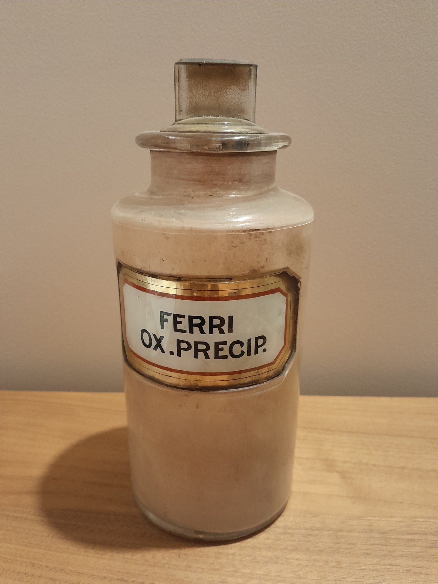 USEd 285 Vintage Apothecary Bottle Small - Ferri Ox. Precip. Recessed label