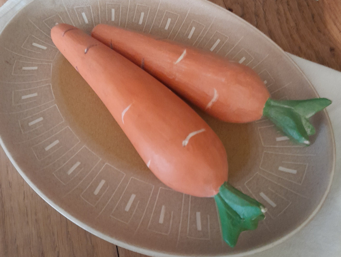 USEd 6b Wooden Carrots, hand painted x 2