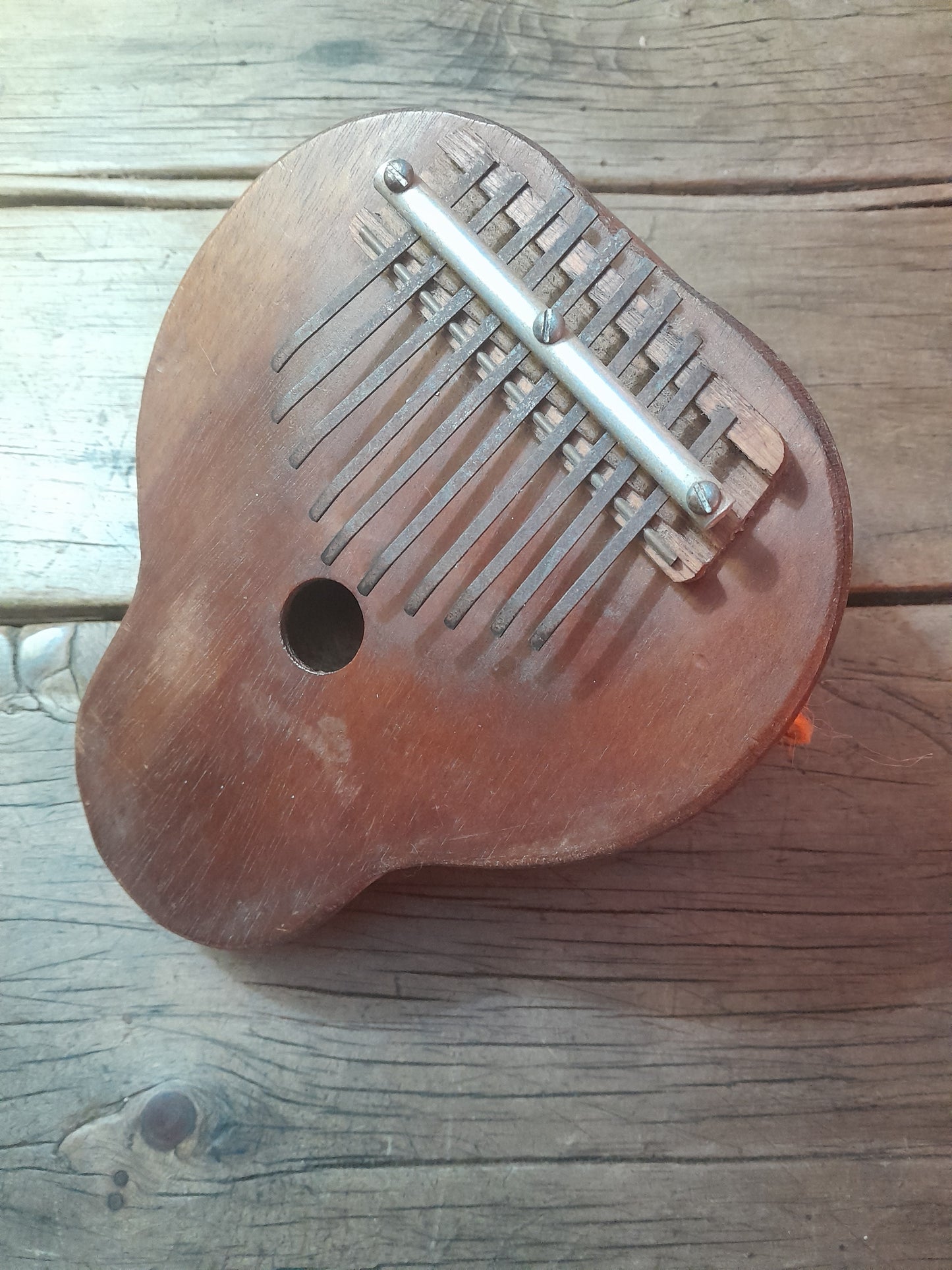 USEd 316 African Mbira, Kalimba, Sanza, thumb piano. Gourd, Pear Shaped. 1970