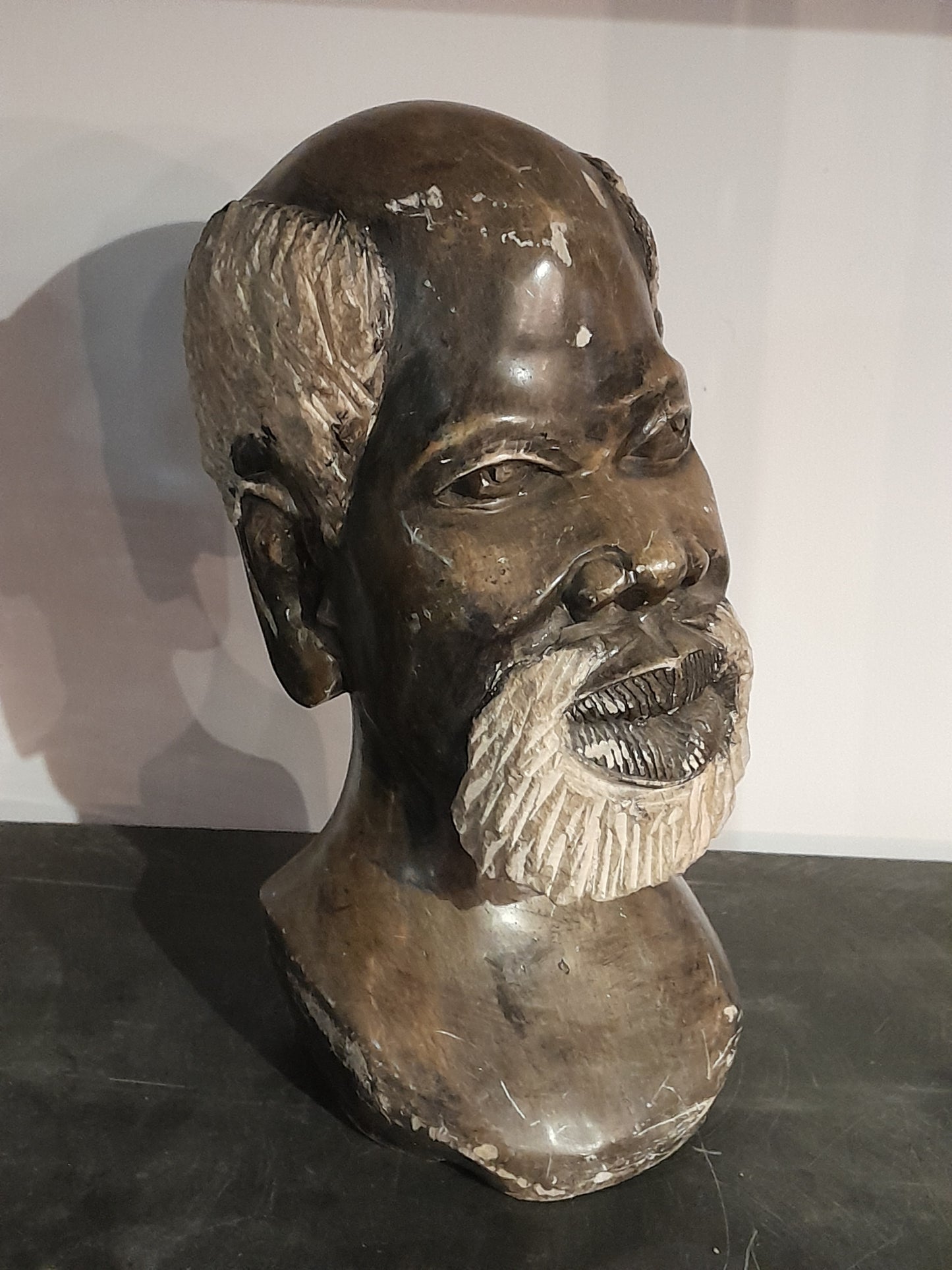 USEd 301 Vintage Shona Tribe Soapstone Zimbabwe Male Bust
