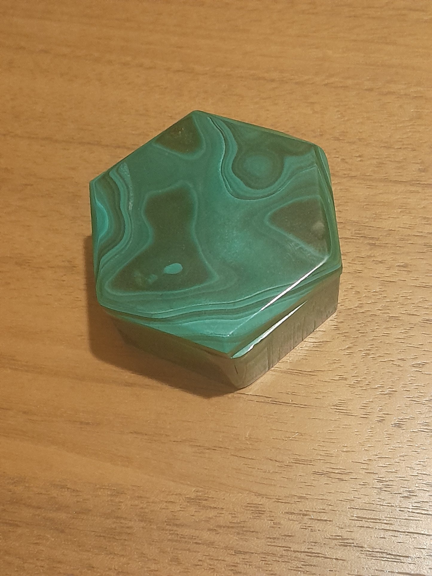 USEd 299 1950's Malachite Hexagonal Ring / Jewel Box
