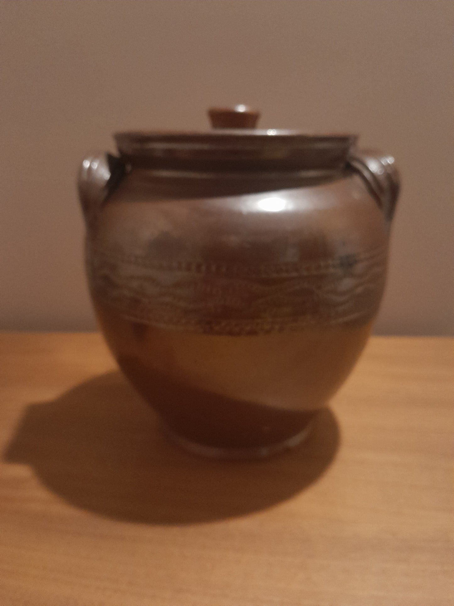 USEd 312 Early 19th C Salt Glaze Crock, with lid