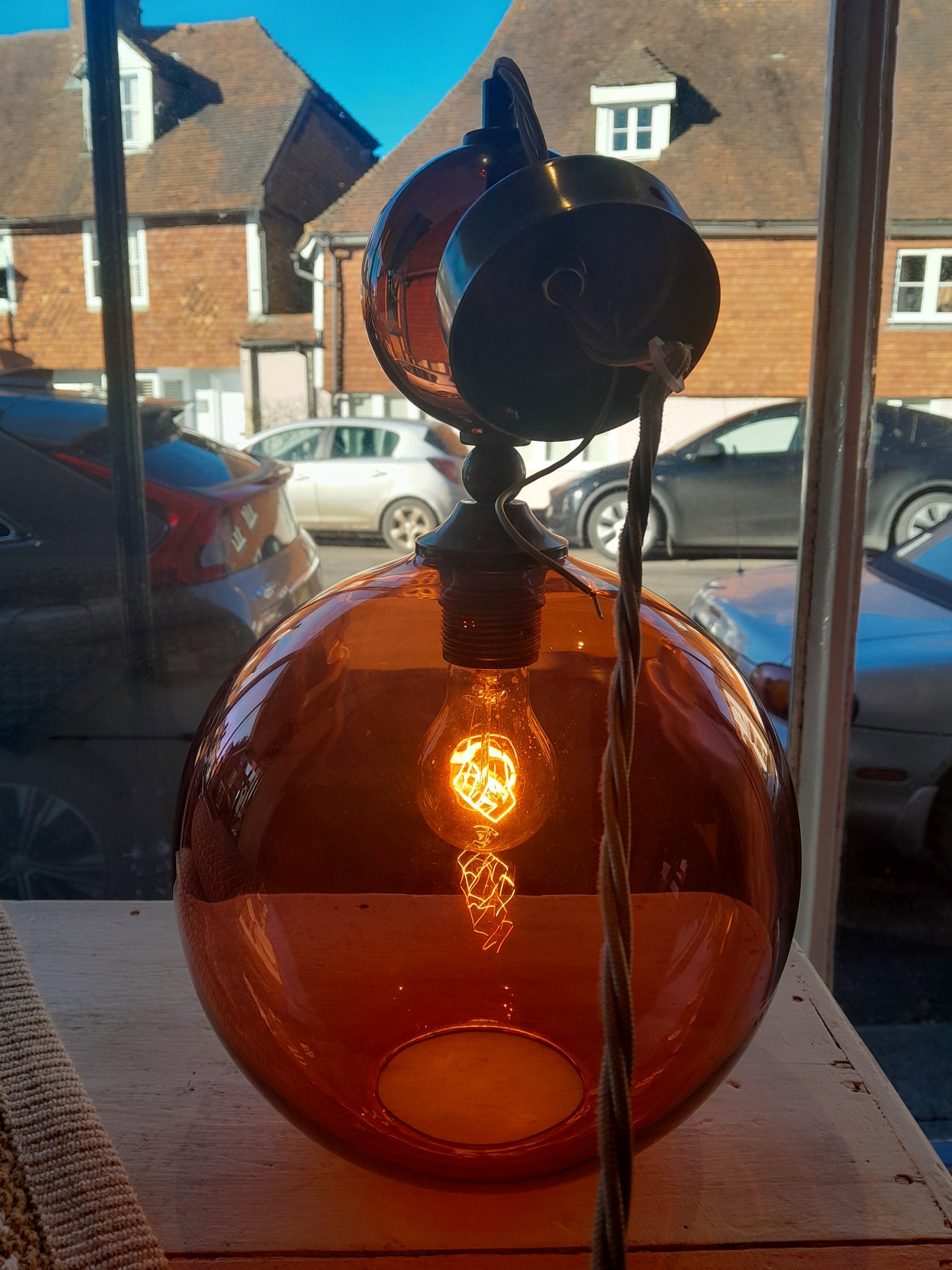 USEd 323 Rothschild & Bickers Hand Blown Pendant Light