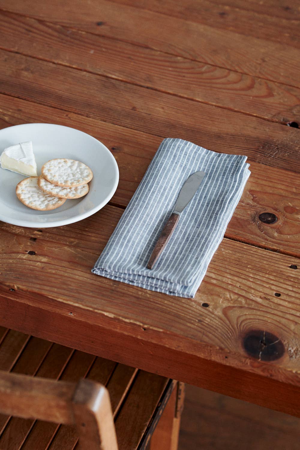 Linen Napkin, Grey & White Stripe