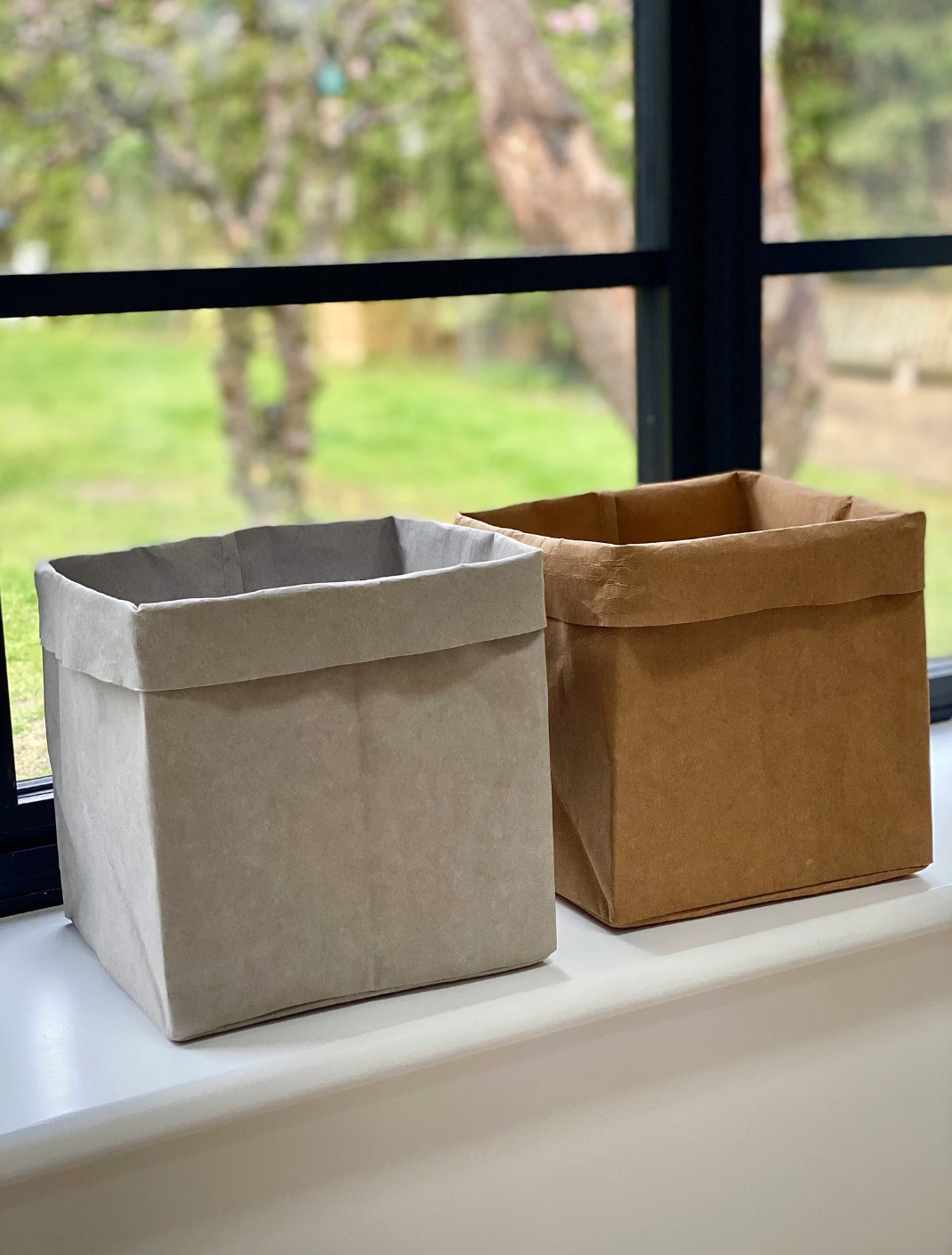 Natural kraft paper storage container - large