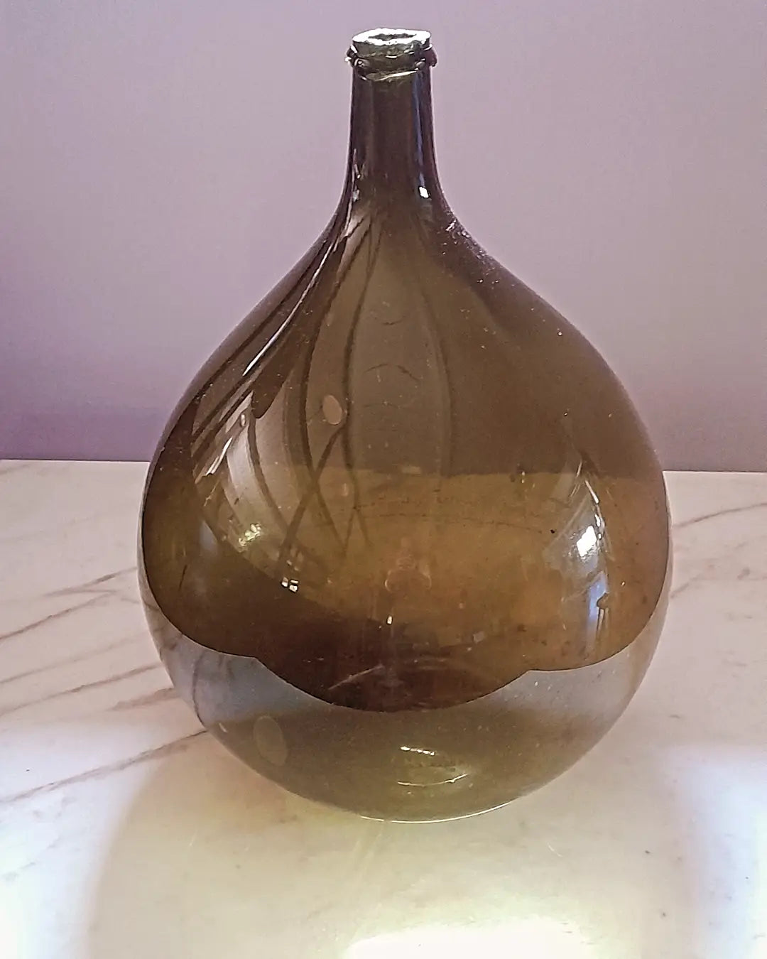 Antique French Green Glass Wine Balloon c. 19th C