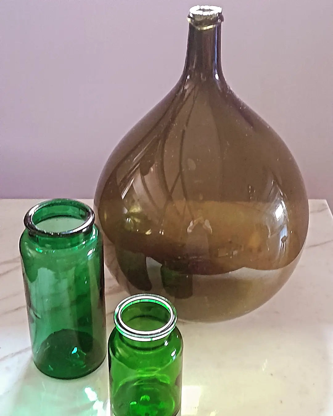 Antique French Green Glass Wine Balloon c. 19th C