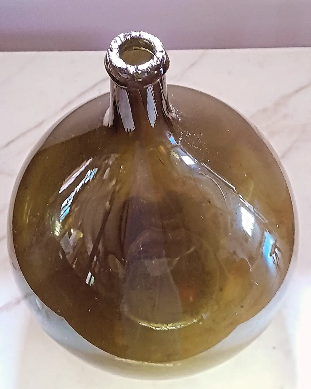 Antique French Green Glass Wine Balloon c. 19th C