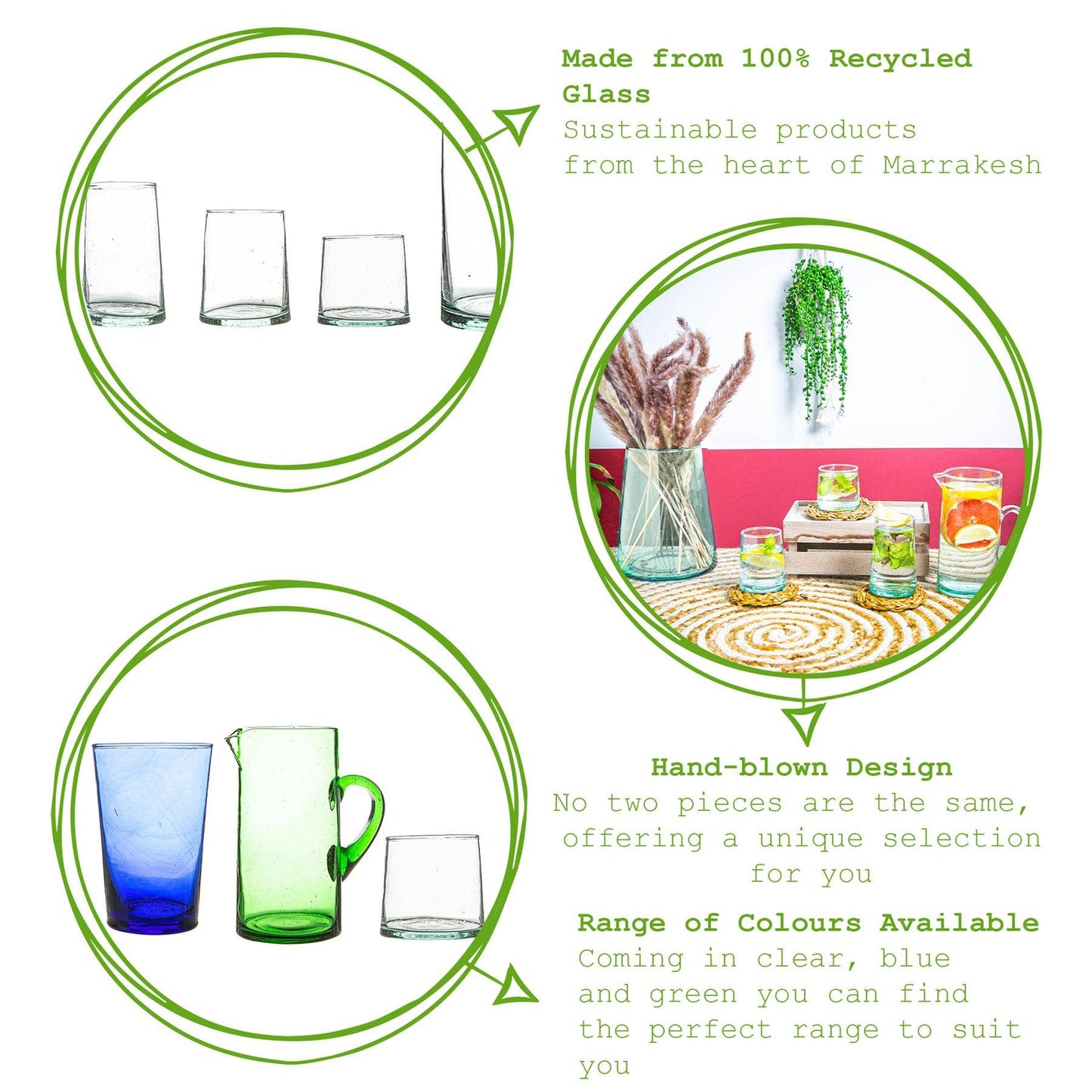 Glasses - Nicola Spring Jebel Recycled Glass Jug - 1L - Clear