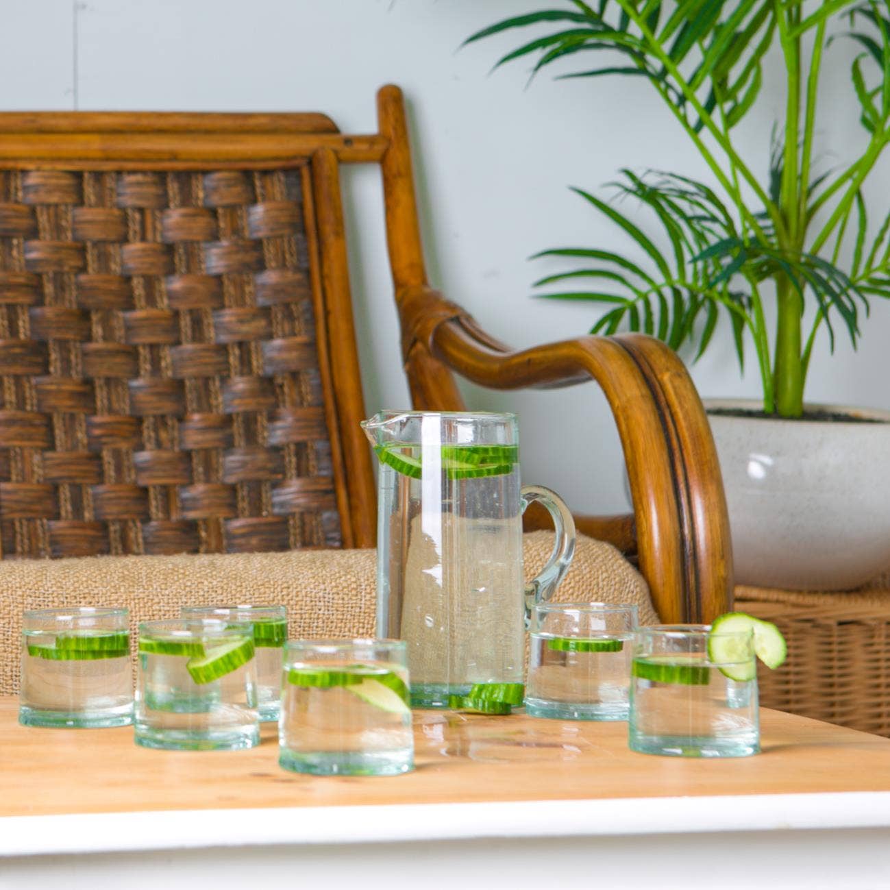 Glasses - Nicola Spring Jebel Recycled Glass Jug - 1L - Clear