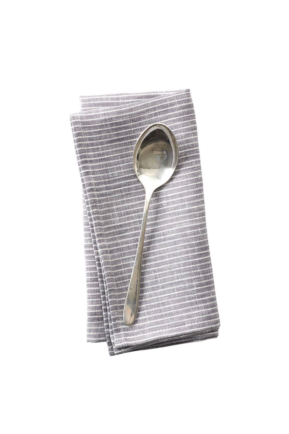 Linen Napkin, Grey & White Stripe