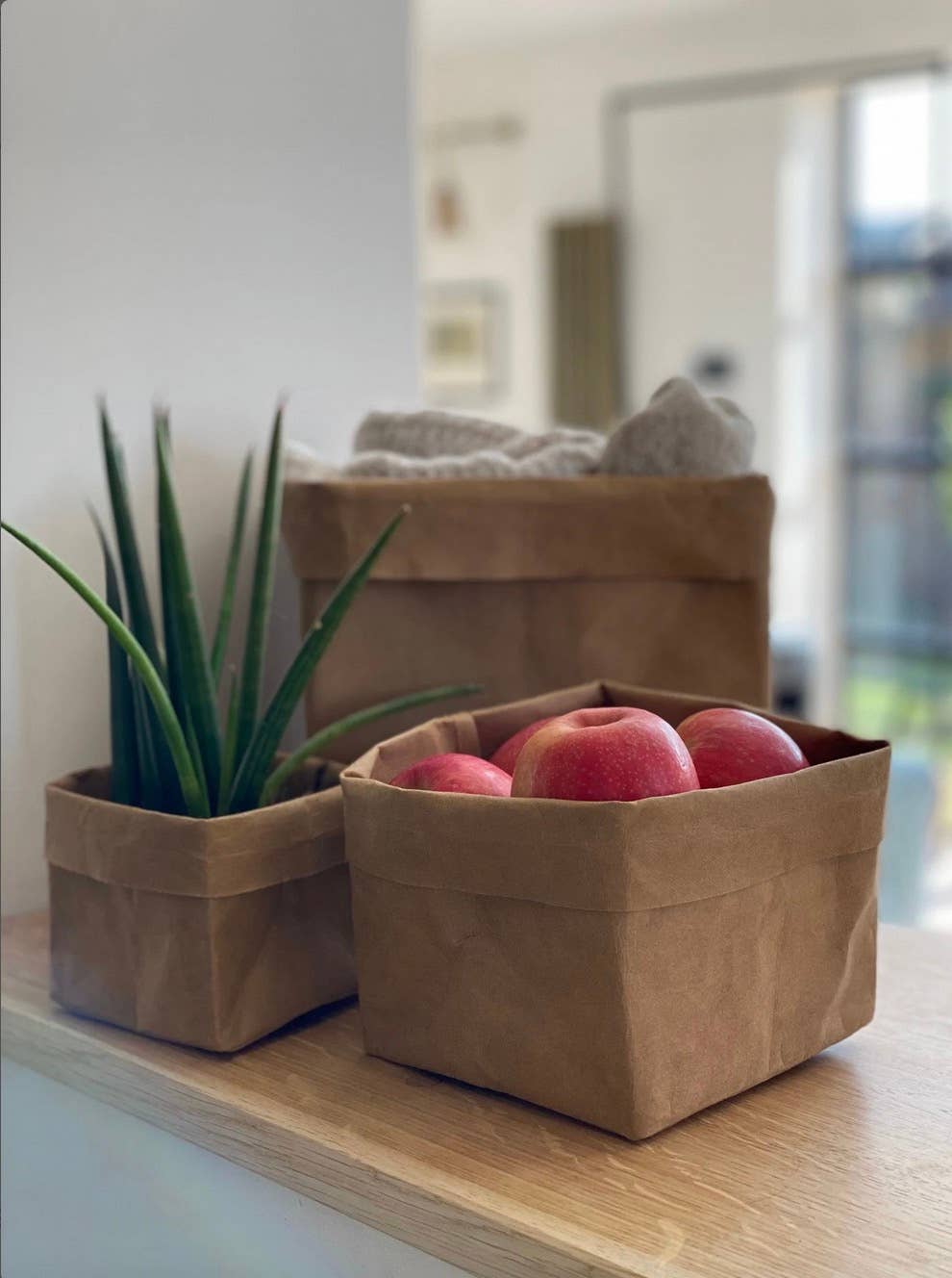 Natural kraft paper storage container - medium
