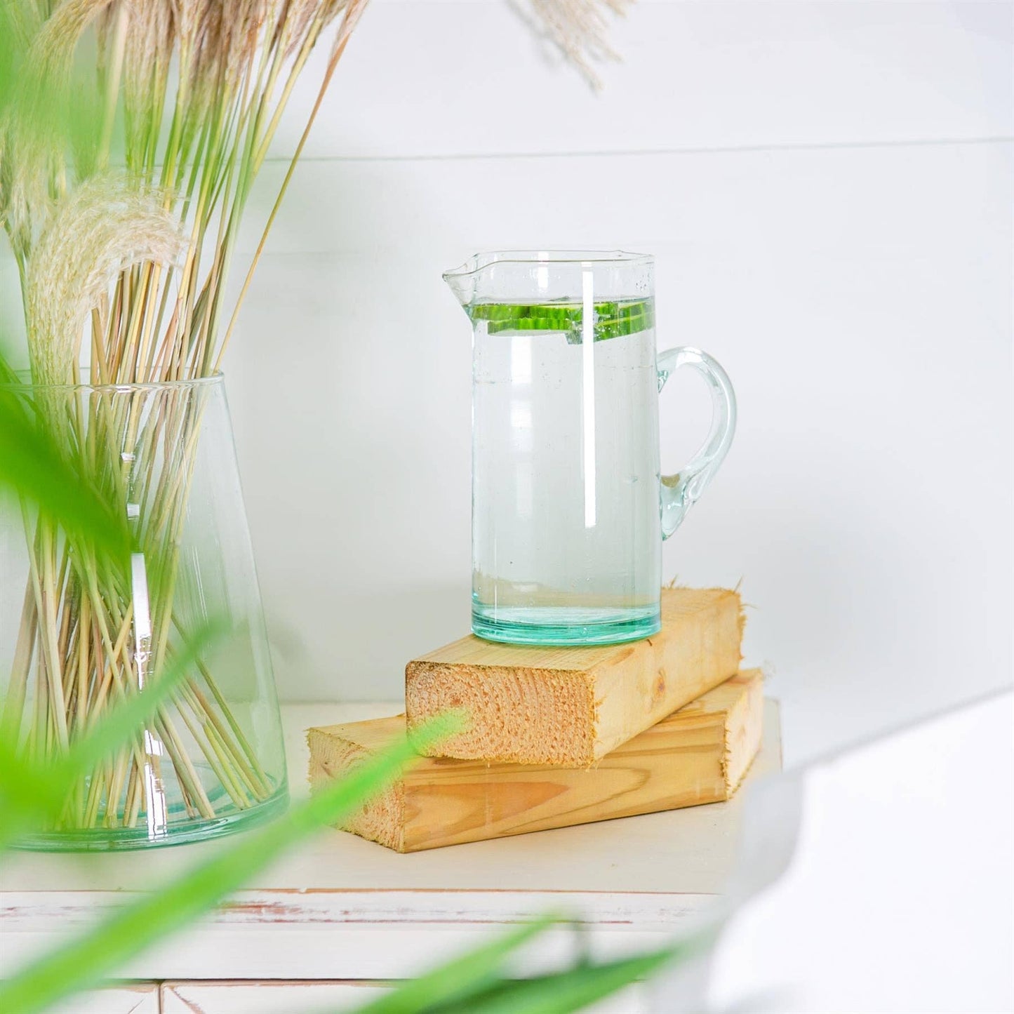 Glasses - Nicola Spring Jebel Recycled Glass Jug - 1L - Clear